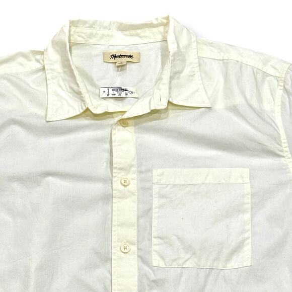 NWT Madewell Men’s Size L Ivory Poplin Easy Long-Sleeve Button Shirt NM459 - Picture 4 of 6